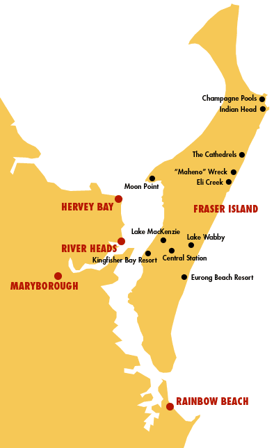 kaart Fraser Island